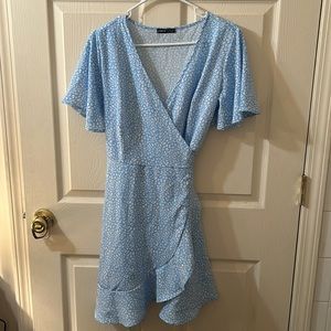 Blue floral summer cross tie dress